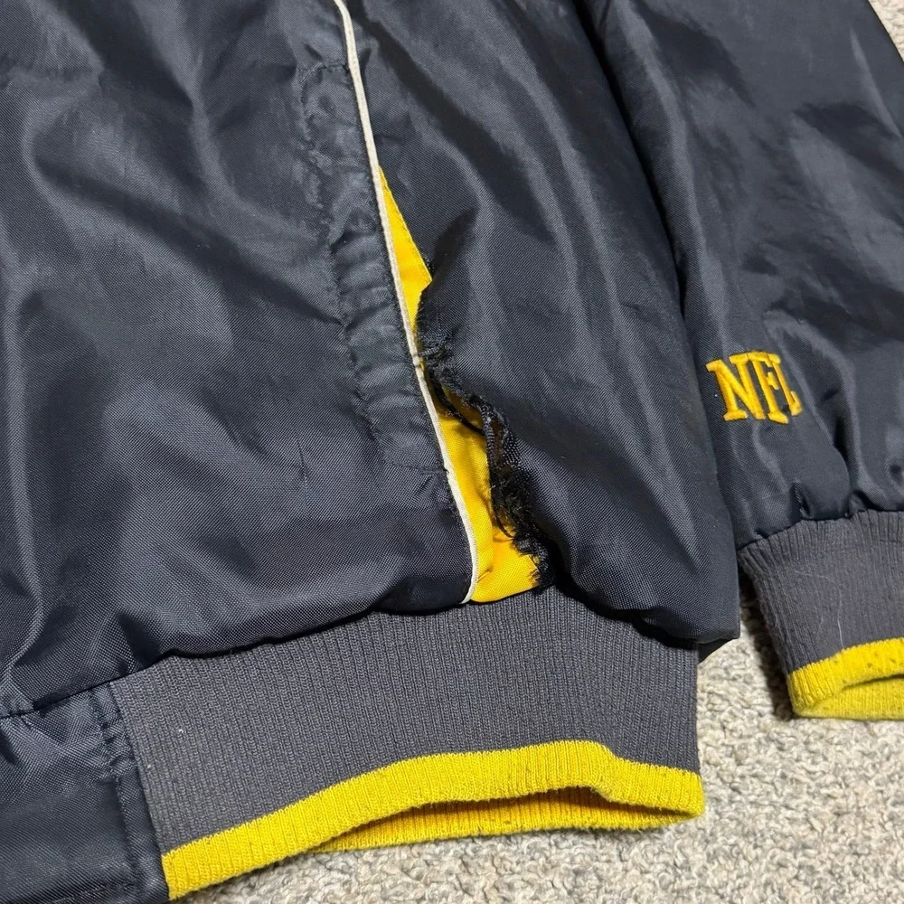 Vintage NFL Pittsburgh Steelers Hooded Puffer Jacket Fleece Lined Men's M